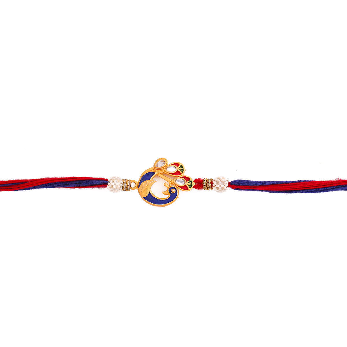 trueBrowns X Voylla Designer Enameled Peacock Rakhi With Roli Chaawal Pack