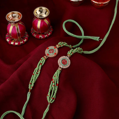 trueBrowns X Voylla Set of Two Beaded Rakhis With Roli Chaawal Pack