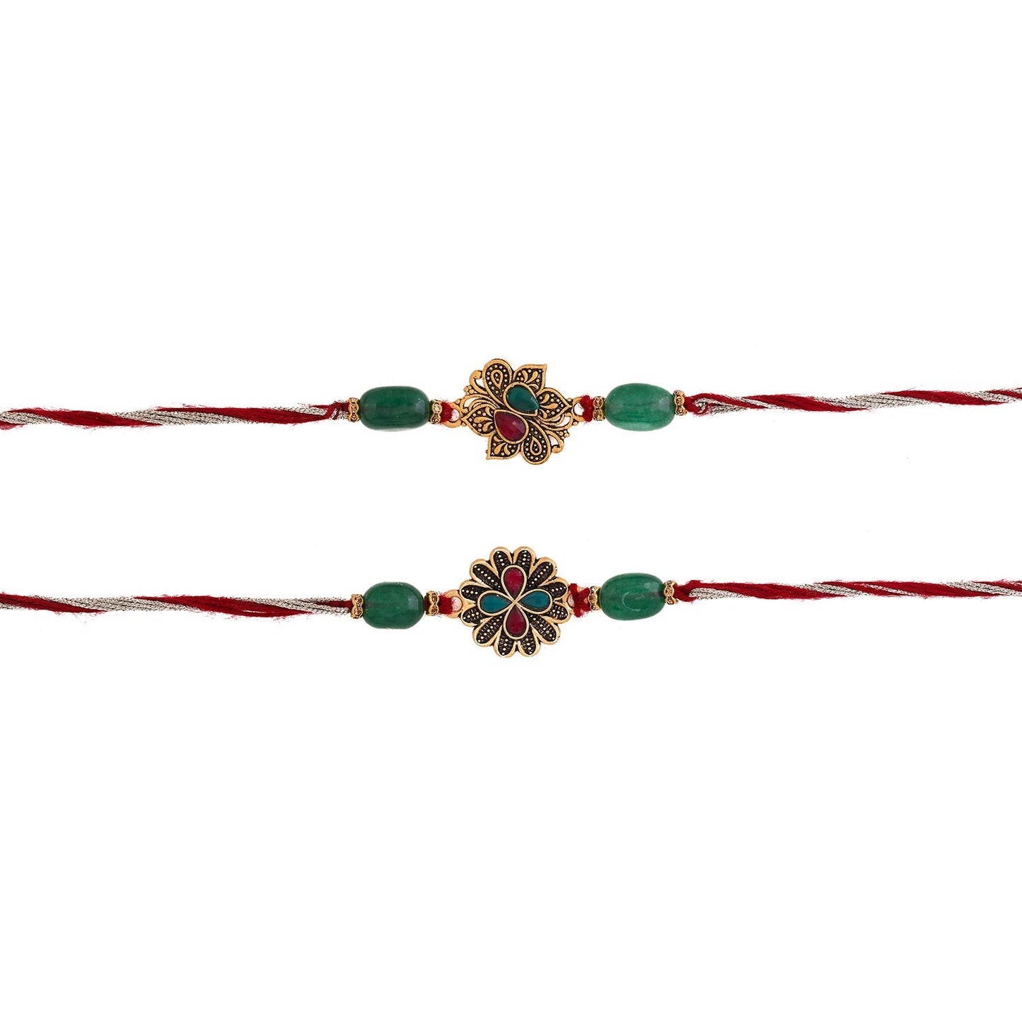 trueBrowns X Voylla Graceful Set of Two Rakhis With Roli Chaawal Pack