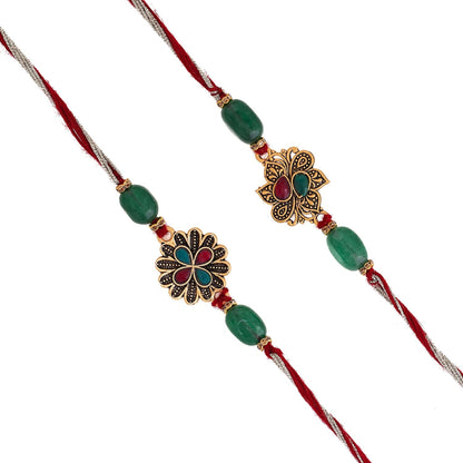 trueBrowns X Voylla Graceful Set of Two Rakhis With Roli Chaawal Pack