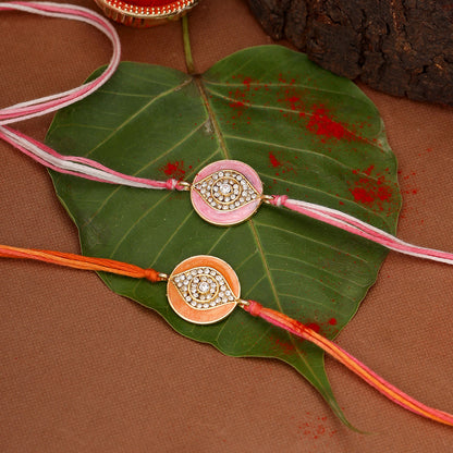 trueBrowns X Voylla Enameled Rakhi Combo Set With Roli Chaawal Pack
