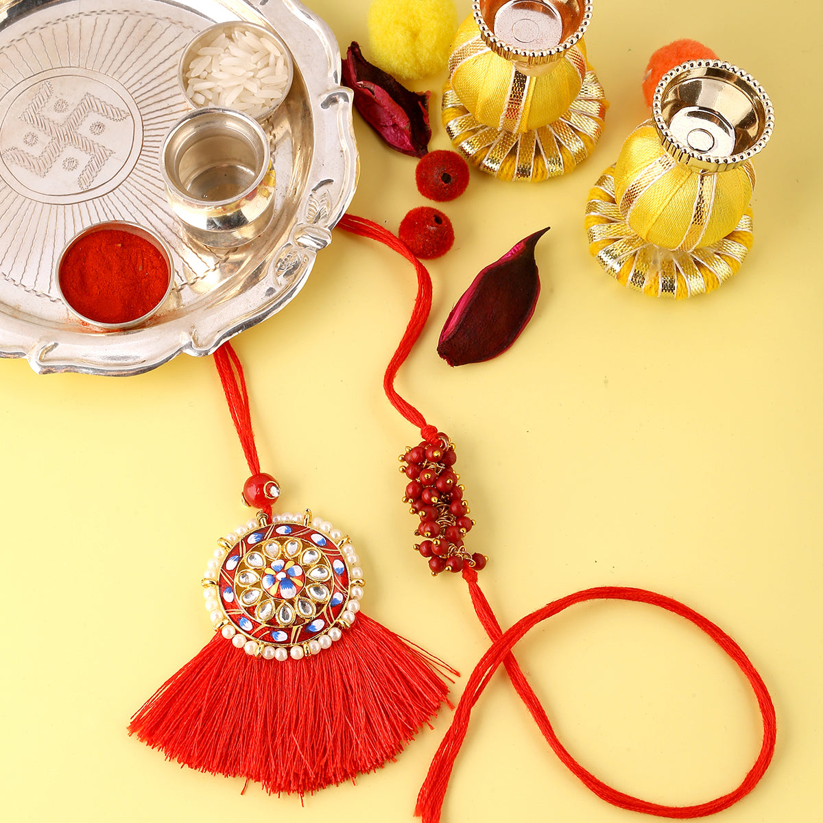 trueBrowns X Voylla Designer Bhaiya Bhabhi Rakhi Set With Roli Chaawal Pack