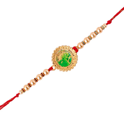 trueBrowns X Voylla Beige Beaded Enamel Rakhi With Roli Chaawal Pack