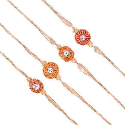 trueBrowns X Voylla Set Of 4 Designer Rakhi With Roli Chaawal Pack
