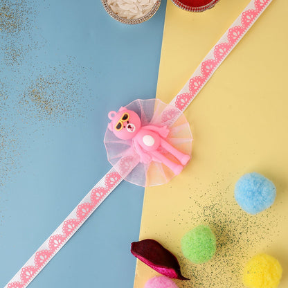 trueBrowns X Voylla Adorable Pink Teddy Bear Rakhi With Roli Chaawal Pack