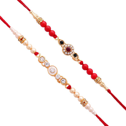 trueBrowns X Voylla Set of 2 Floral Pearl Beads Studded Rakhi