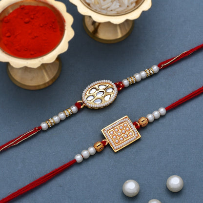 trueBrowns X Voylla Set of 2 Meenakari Kundan Embellished Rakhi