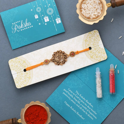 trueBrowns X Voylla Deity Inspired 'OM' Rakhi With Red Thread
