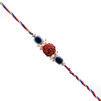 trueBrowns X Voylla Evil Eye Beaded Rakhi Embellished With Rudraksha