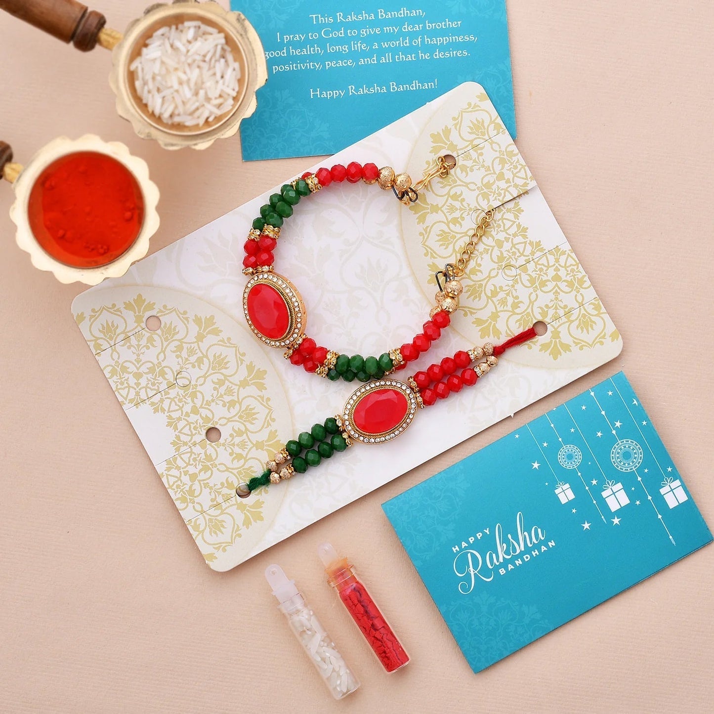trueBrowns X Voylla Colorful Beads Embedded Bhaiya Bhabhi Rakhi