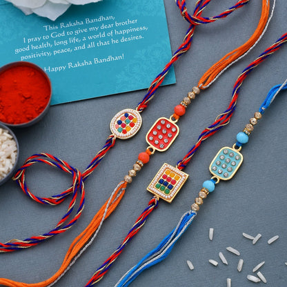 trueBrowns X Voylla Set of 4 Meenakari Kundan Embellished Rakhi