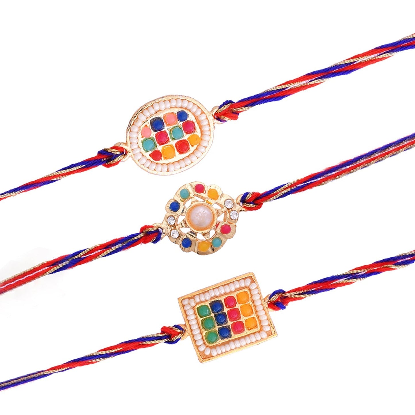 trueBrowns X Voylla Set of 3 Colorful Beads Studded Thread Rakhi