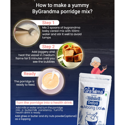 By Grandma Sprouted Cereal Instant Kichidi - Mix-Broken Wheat And Moong Dal