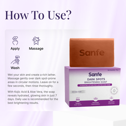 Sanfe Kojic Acid Soap for Dark Spots & Pigmentation - 75 gms