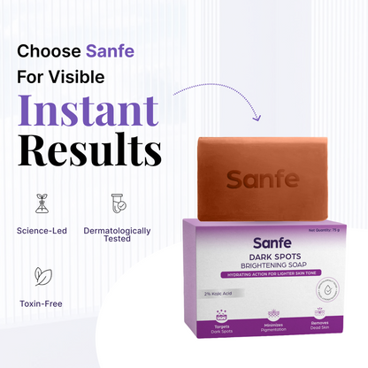 Sanfe Kojic Acid Soap for Dark Spots & Pigmentation - 75 gms