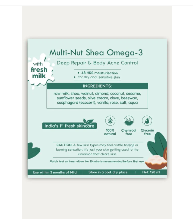Nat Habits Multi Nut Shea Omega 3 Skin Malai - 200 ml