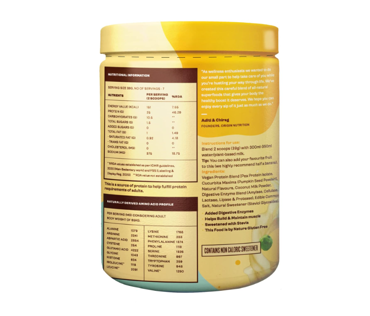 Origin Nutrition Natural Vegan Plant Protein Powder