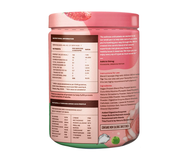 Origin Nutrition Natural Vegan Plant Protein Powder