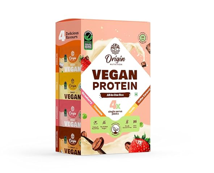 Origin Nutrition Natural Plant Protein Powder Multi Flavour Pack - 180 gms