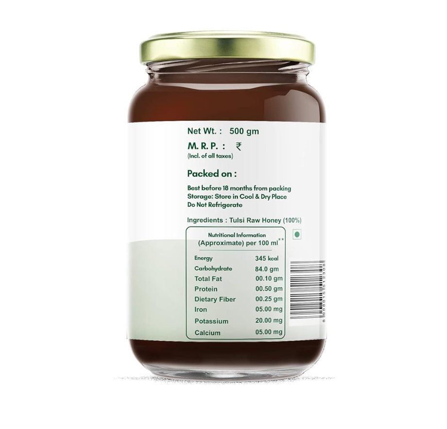 Riddhish Herbals Organic Pure Tulsi Raw Honey - 500 gms