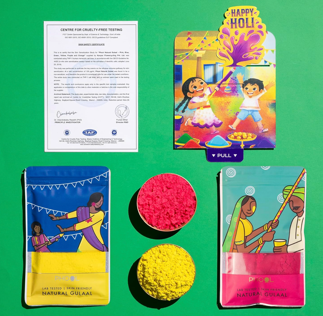 Phool Double Dhamaal Natural Gulal Pack (Yellow + Red) - 150 gms