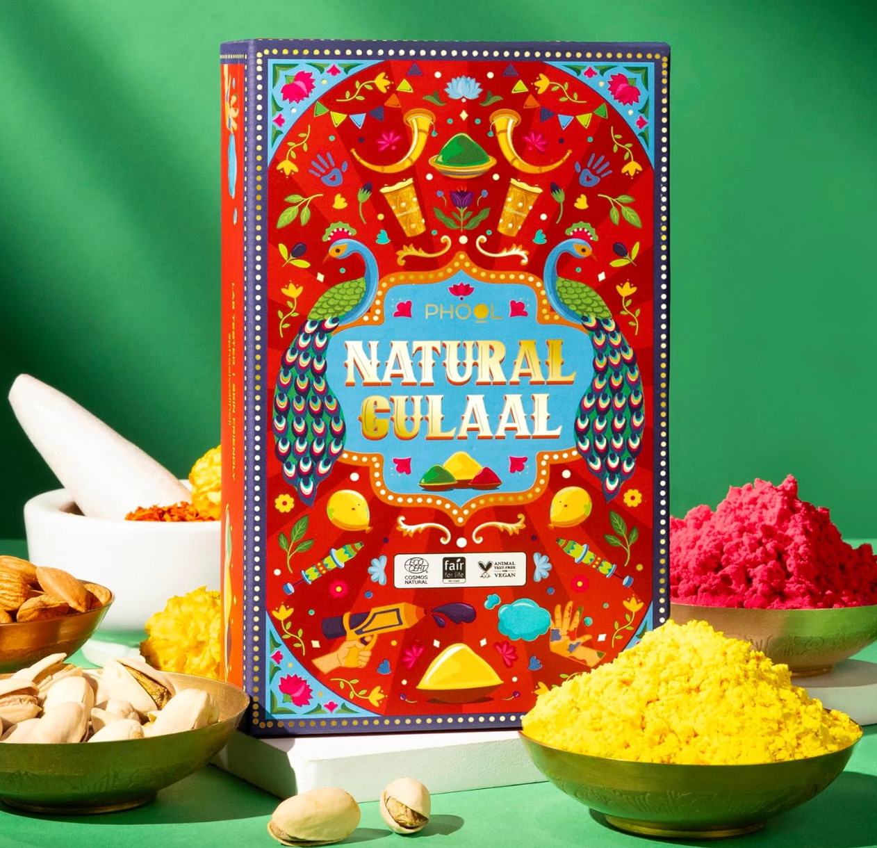 Phool Double Dhamaal Natural Gulal Pack (Yellow + Red) - 150 gms
