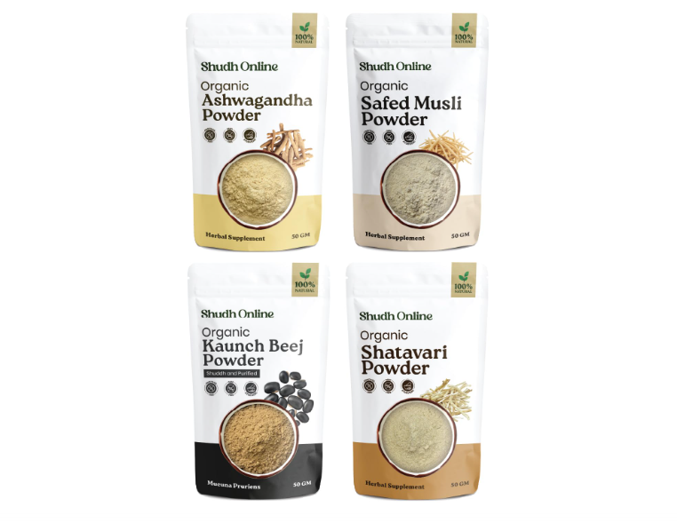 Shudh Online Safed Musli & Ashwagandha & Black Kaunch & Shatavari Powder Combo