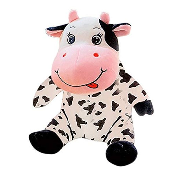 Tickles Sitting Cow Animal Soft Stuffed Plush Toy Color Black & White 25 cm