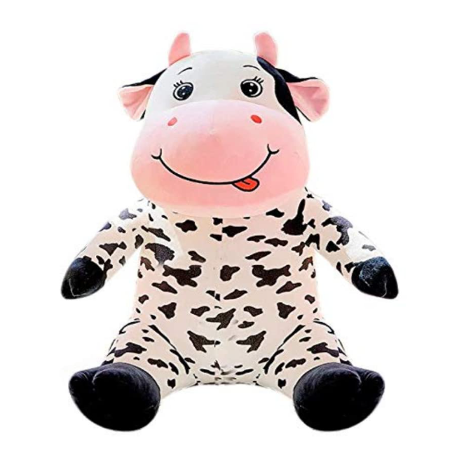 Tickles Sitting Cow Animal Soft Stuffed Plush Toy Color Black & White 25 cm