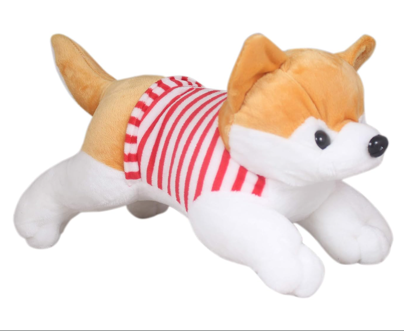 Tickles Beige Prime Soft Dressed Laying Husky Dog 32 cm