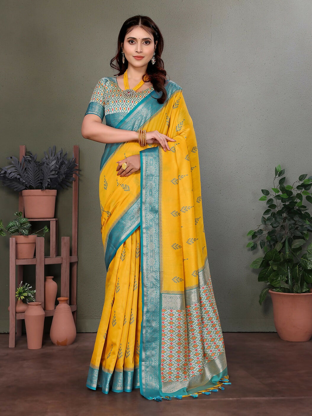 Joban Fashion Yellow Woven Design Banarasi Silk Sarees