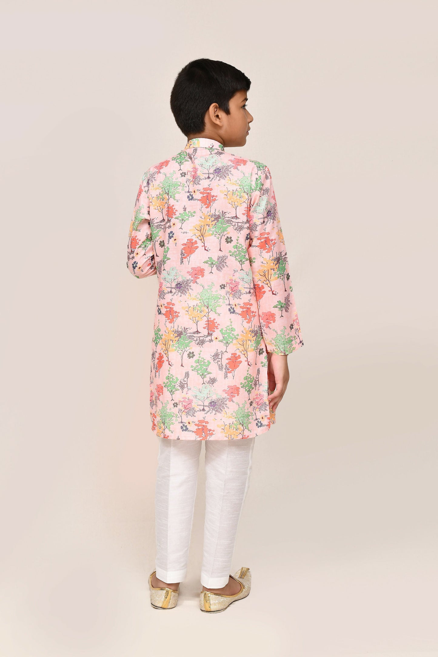 Joban Fashion Cotton Peach Kurta With Straight Fit Pant