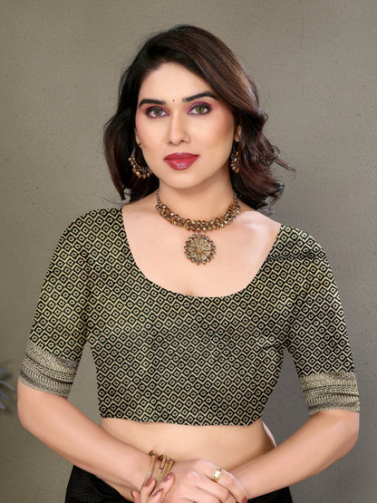 Vedant Vastram Litchi Silk Banarasi Silk Saree - Bottle Green