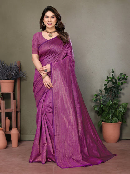 Vedant Vastram Litchi Silk Banarasi Silk Saree - Purple