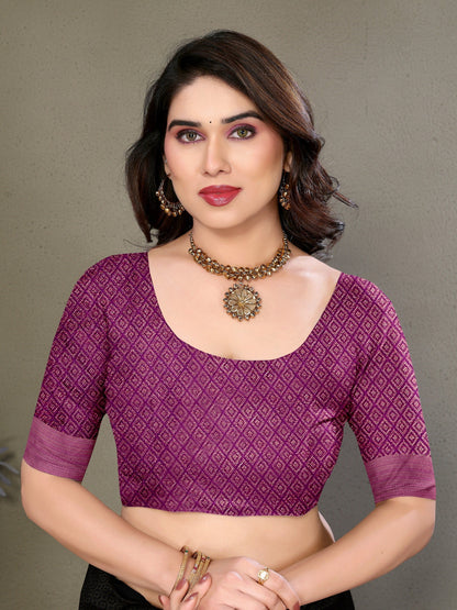 Vedant Vastram Litchi Silk Banarasi Silk Saree - Purple