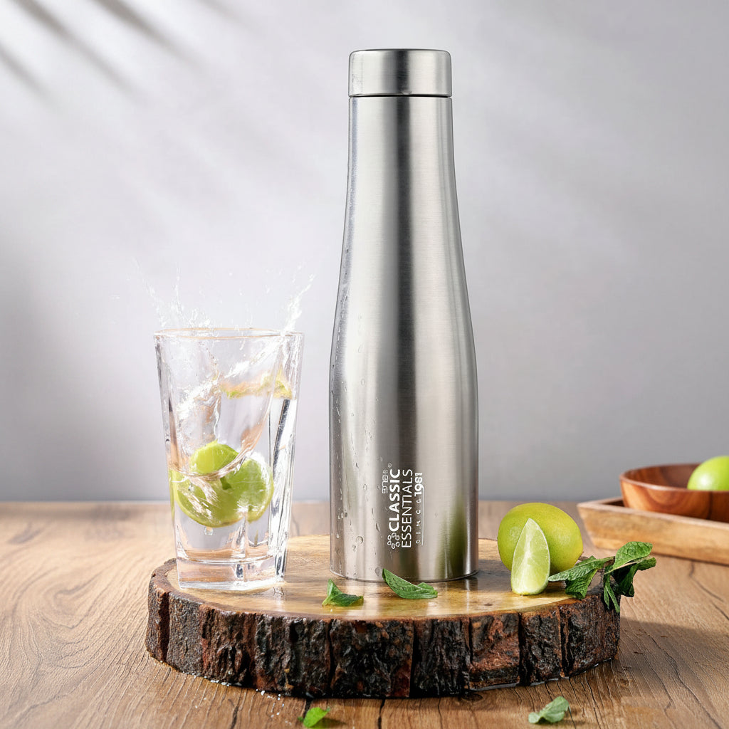 Classic Essentials Stainless Steel Inox Carbo Bolt Matt Finish Water Bottle 1000ml (Pack of 2)