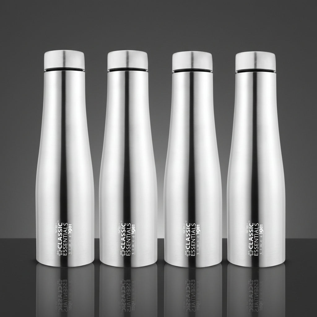 Classic Essentials Stainless Steel Inox Carbo Bolt Matt Finish Water Bottle 1000ml (Pack of 4)