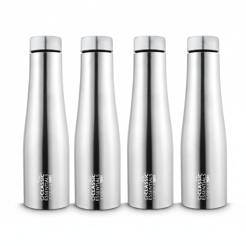 Classic Essentials Stainless Steel Inox Carbo Bolt Matt Finish Water Bottle 1000ml (Pack of 4)
