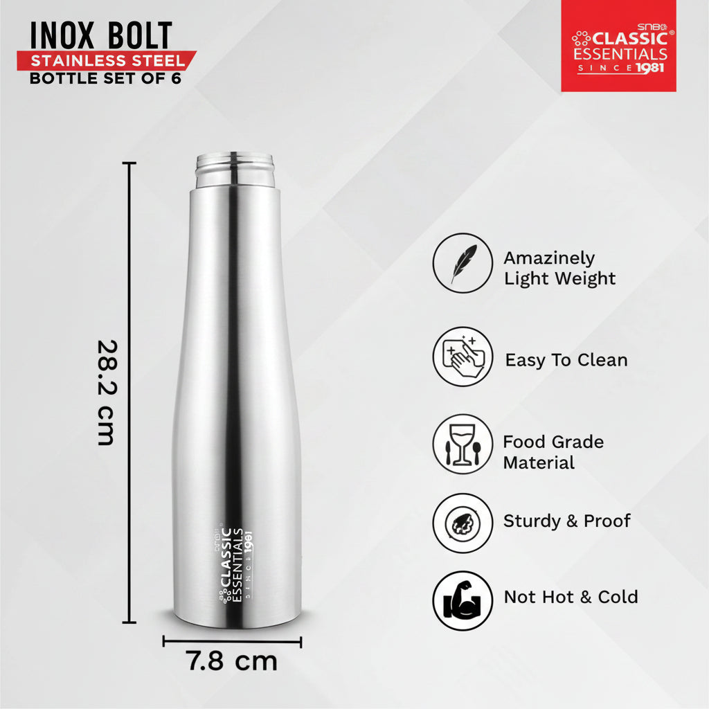 Classic Essentials Stainless Steel Inox Carbo Bolt Matt Finish Water Bottle 1000ml