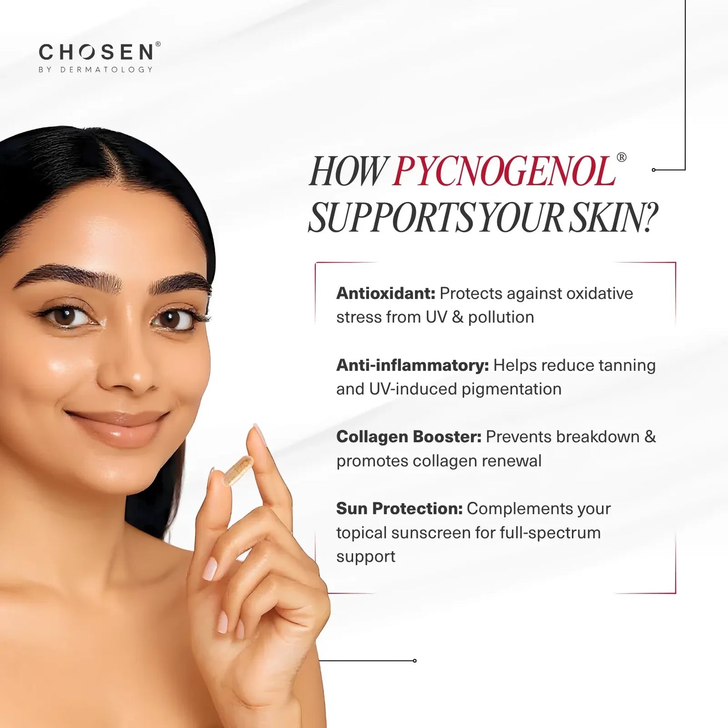 Chosen White Pine Pycnogenol Capsules for Internal Photo Protector And Pigmentation Fighter