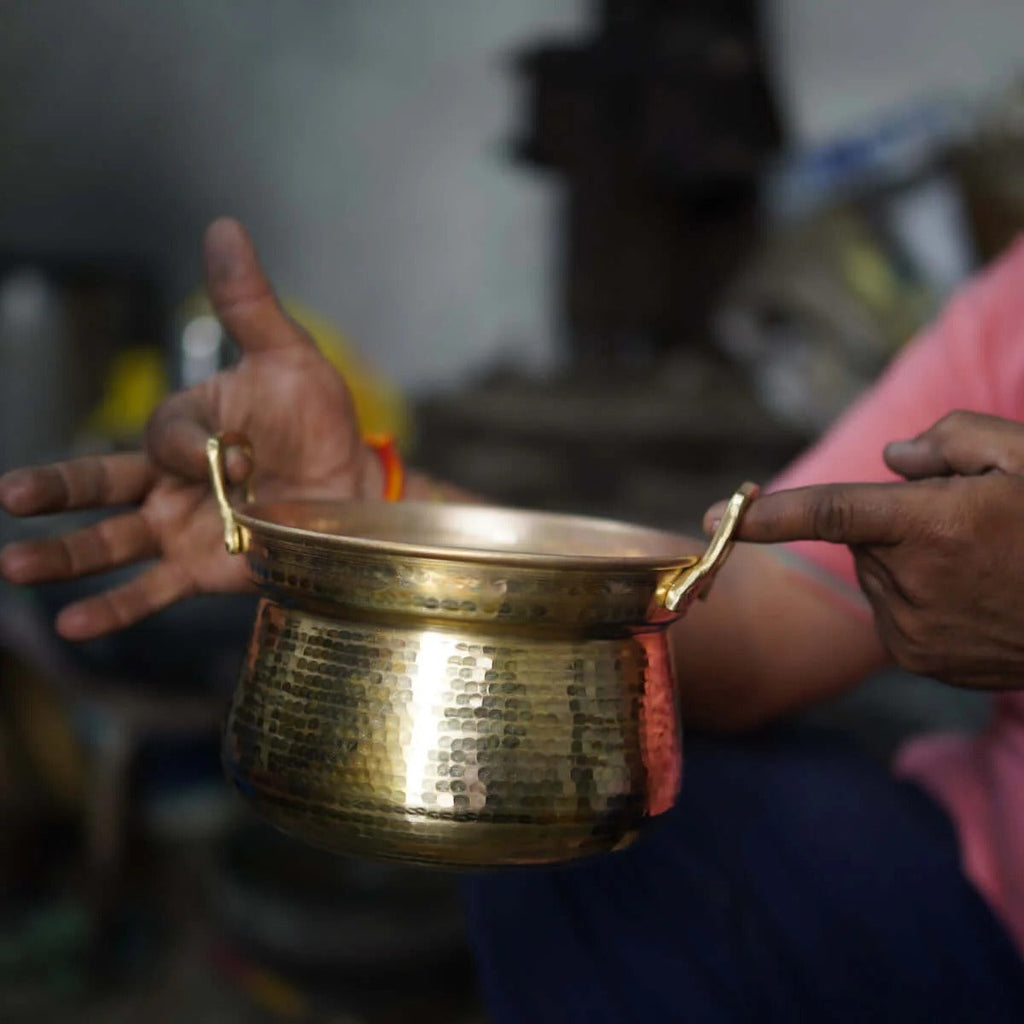 Zishta Shakuntala Brass Pot Handcrafted Traditional Cooking Vessel Tin Coated