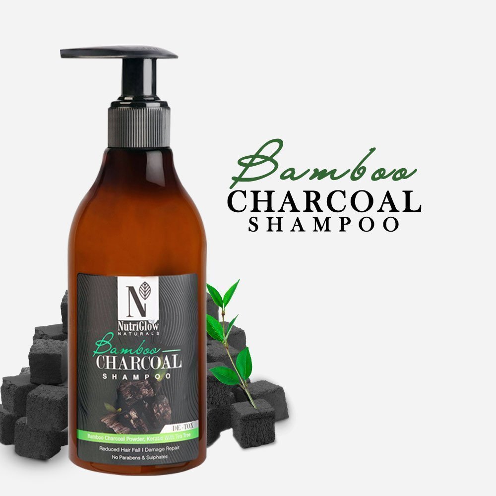 NutriGlow NATURAL'S Bamboo Charcoal Shampoo - 300 ml