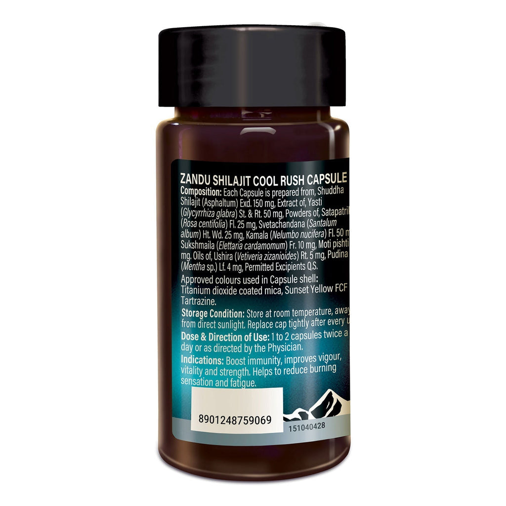 Zandu Shilajit Cool Rush Capsules - 60 Caps