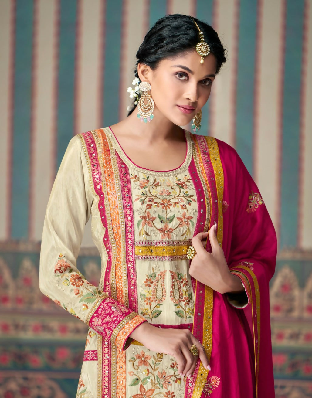 Anaita Pink Embroidered Silk Fully Stitched Plazo suit