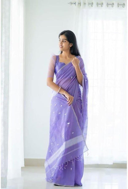 Vamika Weaving Banarasi Jacquard Blue Kanjivaram Saree