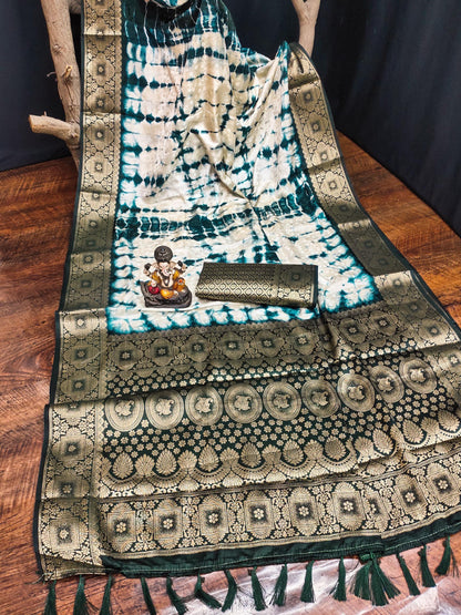 Anaita Blue Soft Satin Silk Saree With Zari Weaving Work