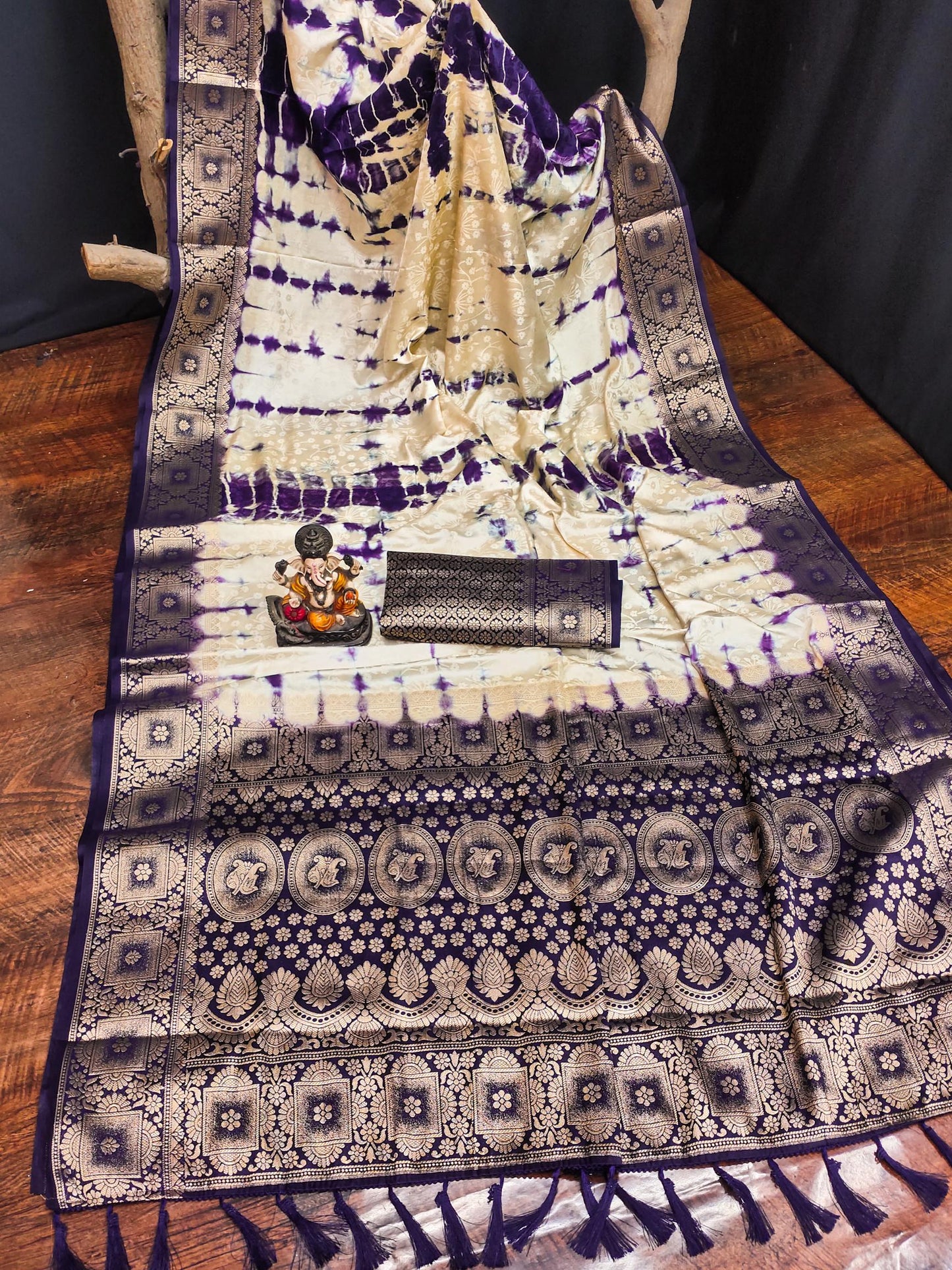 Anaita Violet Soft Satin Silk Saree With Zari Weaving Work
