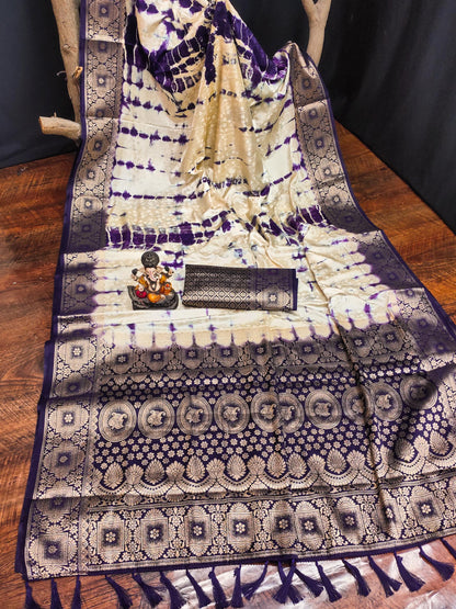 Anaita Violet Soft Satin Silk Saree With Zari Weaving Work