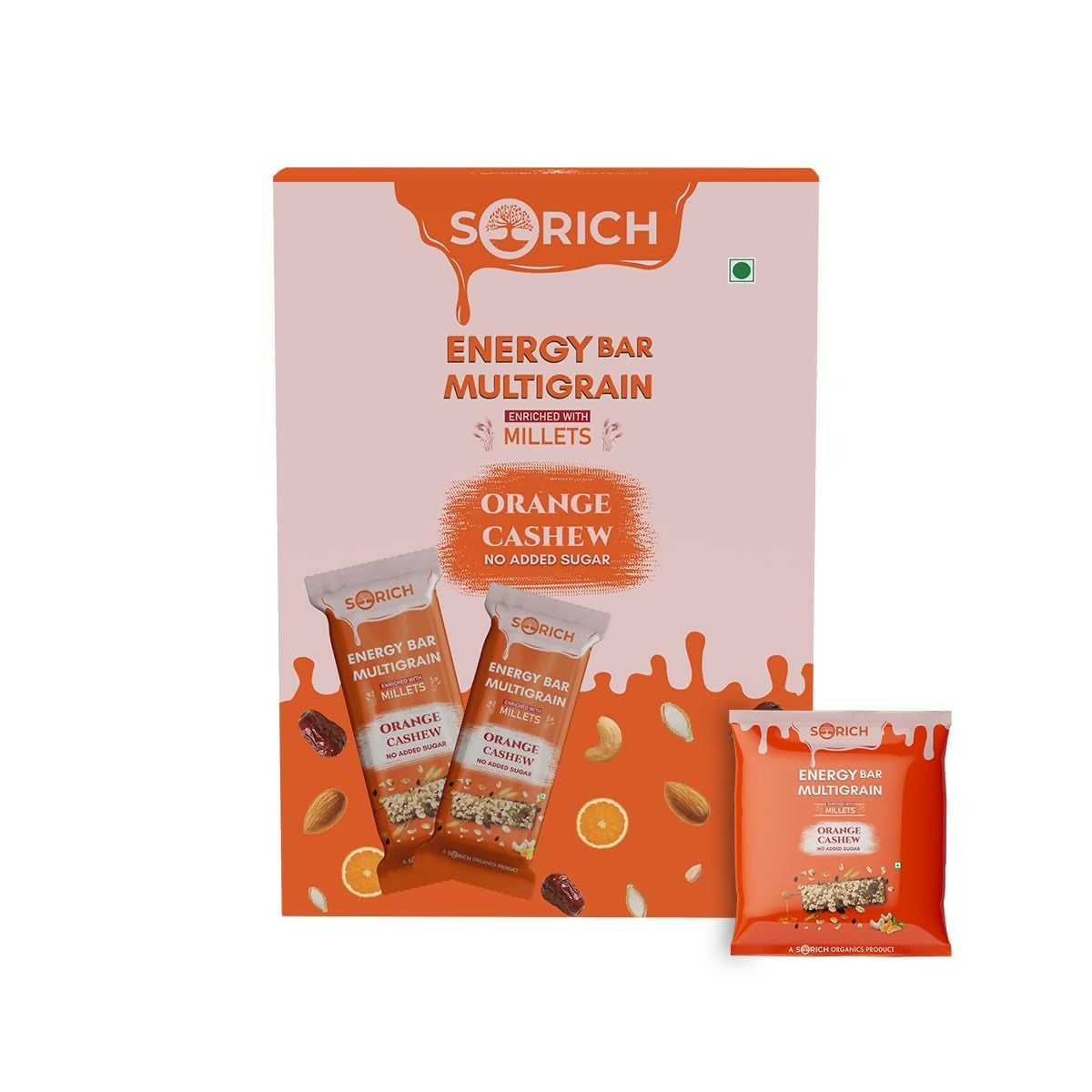 Sorich Organics Multigrain Energy Mini Bars Orange Cashew