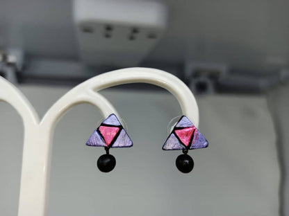 Terracotta Triangle Ear Studs With Drops